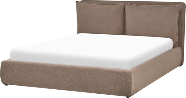 Bett mit Stauraum Bouclé BAJONNA 160 x 200 cm Braun Bild 7