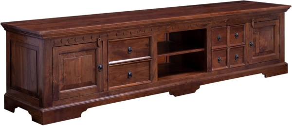 Massivmoebel24 TV-Board (TV-Board Akazie 220 x 50 x 55 nougat lackiert OXFORD #341)