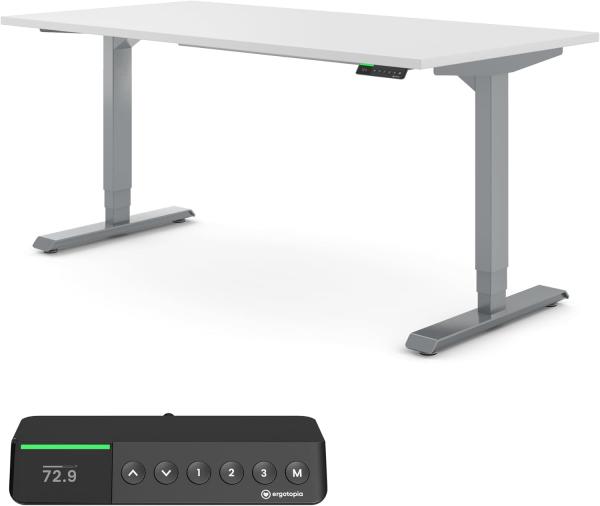 Desktopia Pro X - Elektrisch höhenverstellbarer Schreibtisch / Ergonomischer Tisch mit Memory-Funktion, Weiß, Gestell Grau, 160x80 cm