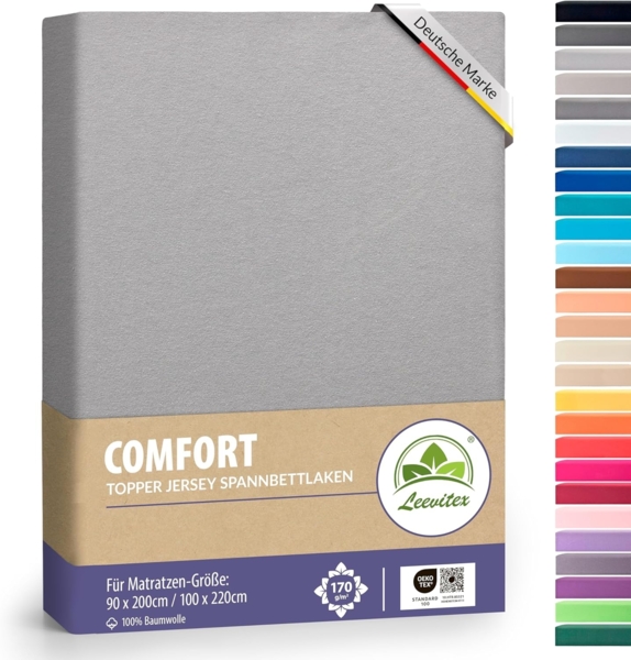 leevitex® Spannbettlaken Premium Topper Spannbettlaken, Gummizug: Rundum-Gummizug, schwer und blickdicht, 100% Baumwolle, für Topper