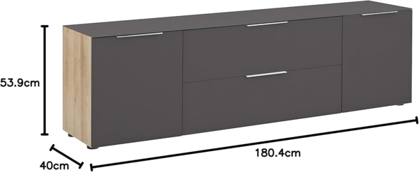 Maja Lowboard 7823 Riviera-Eiche - Glas Anthrazit Matt Bild 7