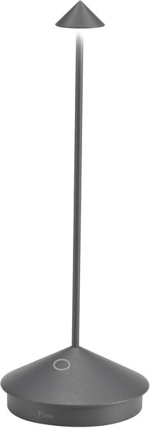 Zafferano, Pina, Wiederaufladbare und Kabellose Tischlampe mit Touch Control, Geeignet für den Innen- und Außenbereich, Dimmer, 2200-3000 K, Höhe 29 cm, Farbe Dunkelgrau