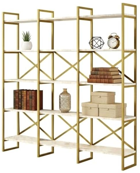 Dmora Regal Sagit 170 x 30 x 175h cm Weiß, 5 Böden, Bibliothek Bild 3