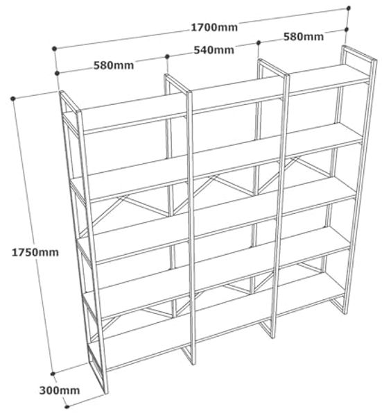 Dmora Regal Sagit 170 x 30 x 175h cm Weiß, 5 Böden, Bibliothek Bild 7