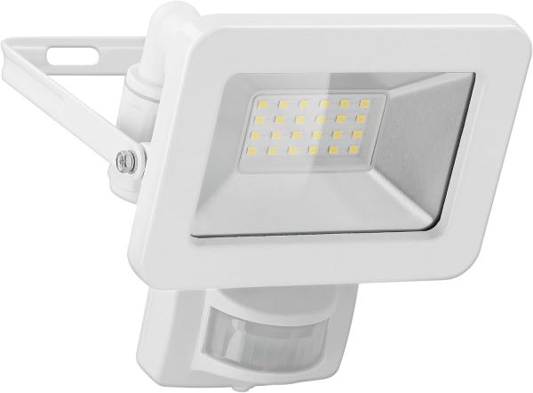 goobay 53880 LED Strahler Bewegungsmelder Außen 20W / PIR Sensor Außenstrahler IP44 / Neutralweißes Licht 1700 lm/LED Scheinwerfer Fluter Wandmontage/Gartenstrahler/Weiß