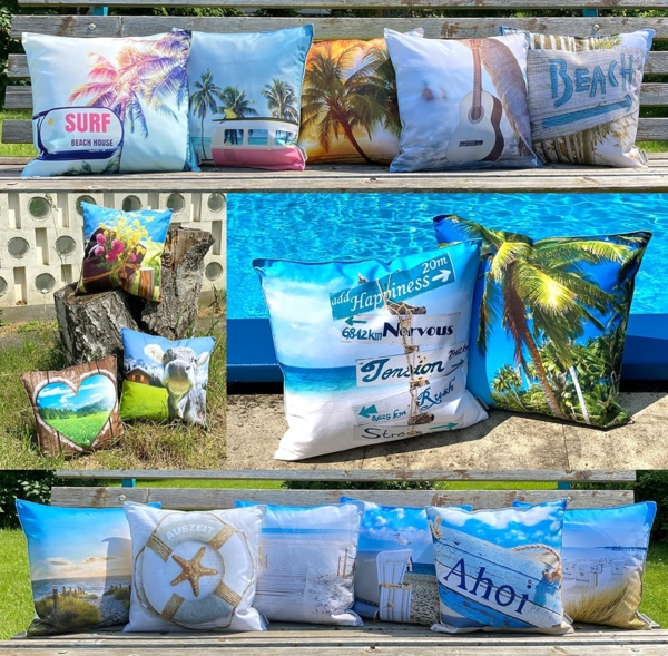 heimtexland Dekokissen Outdoorkissen 45x45 Outdoor Garten Deko Kissen, Lotus Effekt, schmutz- und wasserabweisend, inkl. Füllung Bild 7