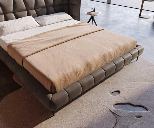 Polsterbettgestell Capujo 180x200 cm Mikrofaser Taupe Vintage Bild 6