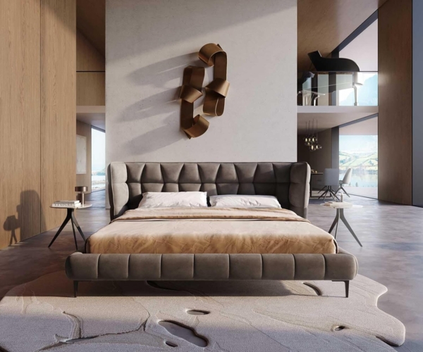 Polsterbettgestell Capujo 180x200 cm Mikrofaser Taupe Vintage Bild 3