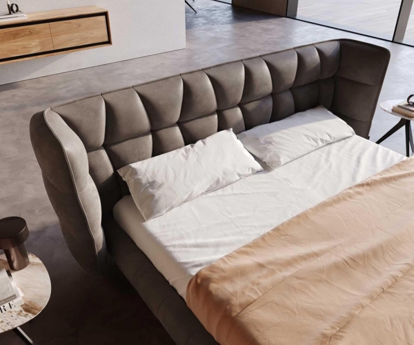 Polsterbettgestell Capujo 180x200 cm Mikrofaser Taupe Vintage Bild 5