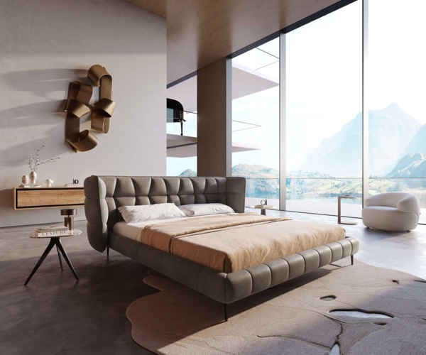 Polsterbettgestell Capujo 180x200 cm Mikrofaser Taupe Vintage Bild 2