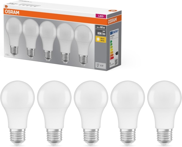 OSRAM LED BASE CL A FR 60 non-dim 8,5W/827 E27 5er
