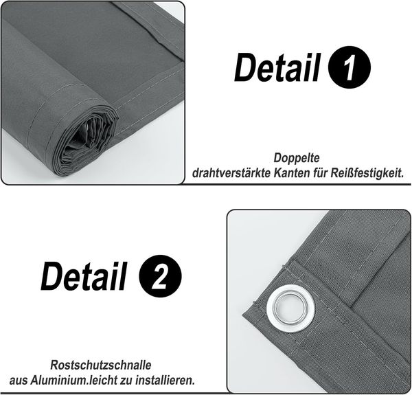 SUNNY GUARD Balkon Sichtschutz 85x500 cm Balkonverkleidung Balkonabdeckung Balkonumspannungen,UV-Schutz,Wind und wasserdicht,Geeignet für Balkon,Garten,mit Kabelbinder,Anthrazit,Benutzerdefinierte Bild 3