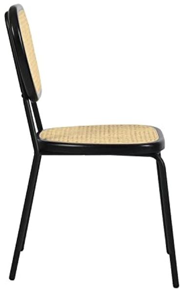39F FURNITURE DREAM Set mit 2 skandinavischen Esszimmerstühlen aus natürlichem Rattan, Gestell aus schwarzem Metall, Faul, Natur, 45 x 51 x 84 cm Bild 7