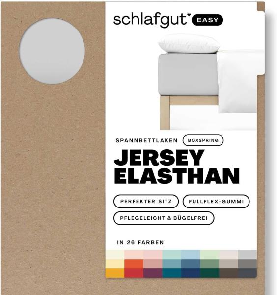 Schlafgut Spannbetttuch EASY Jersey Elasthan Boxspring|90x190 - 100x220 cm| grey-light