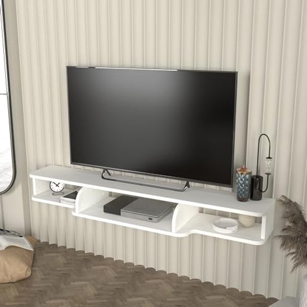 TV-Lowboard hängend Aar 135x30x16 cm Weiß [en. casa]
