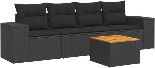 vidaXL 5-tlg. Garten-Sofagarnitur mit Kissen Schwarz Poly Rattan 3257651