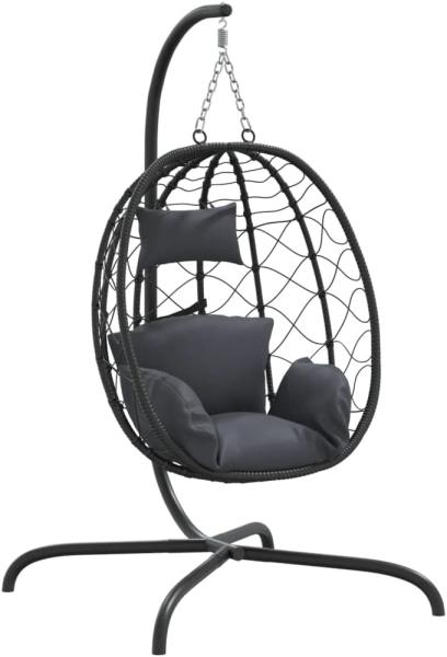 vidaXL Hängesessel mit Kissen Anthrazit Poly Rattan & Stahl 360045