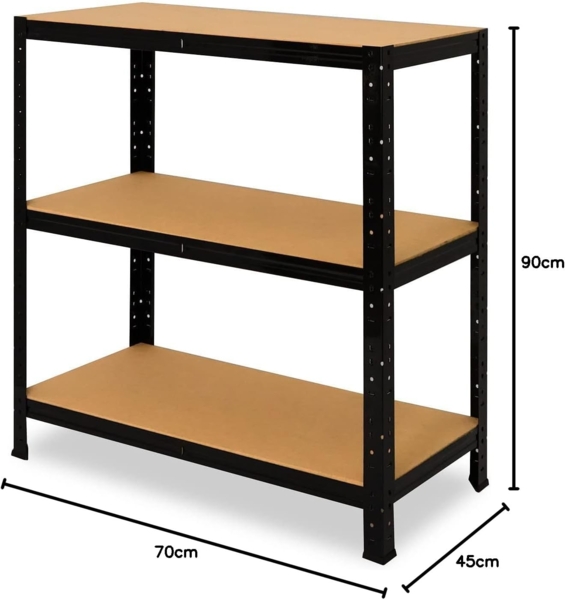 shelfplaza BLACK 90x70x45 cm Schwerlastregal in schwarz mit 3 Böden und 175 kg Traglast pro Boden Bild 2