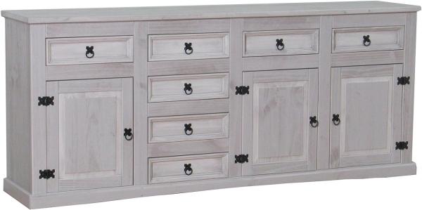 Sideboard New Mexiko Kiefer massiv grau Mexico Schubladen Kommode Schrank