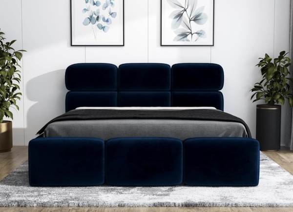 Polsterbett MAROKO 90x200 mit Matratze, Bettkasten und Lattenrost. Farbe: Blau 11 Bild 2