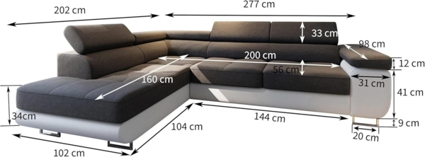 Masseno Ecksofa SELVA mit Schlaffunktion L-Form, Sofa mit Bettkasten Bild 3