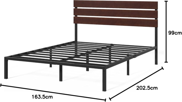Zinus Figari Plattformbett 31 cm aus Bambus und Metall mit Lattenrost | Lattenrost aus Stahl | Einfache Montage | 160x200 cm | Kaffeebohnen Bild 14