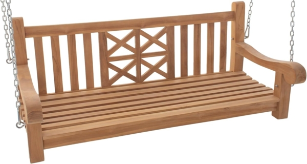 CLP Schaukelbank Farm Teakholz wetterfest mit Befestigungsmaterial,teak 150 cm