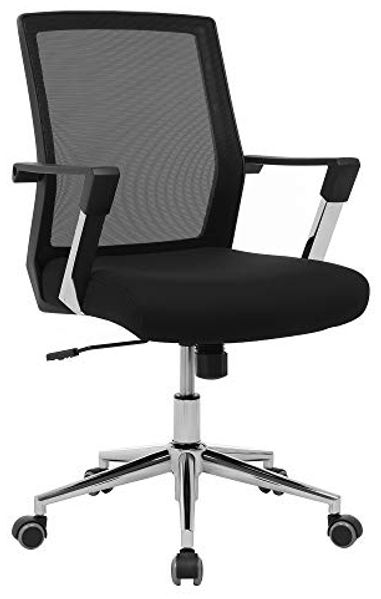 Songmics OBN83B, Gepolsterter Sitz, Netz-Rückenlehne, Schwarz, Schwarz, Stoff, Polyester, Netz, Polyester