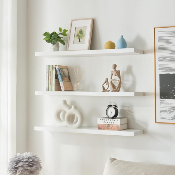 Wandregal Stranda 3er Set 100x20x4 cm Weiß [en. casa]