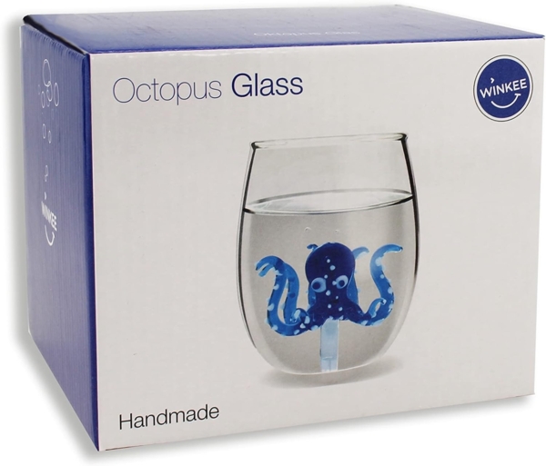 Winkee Glas Winkee - Handgemachtes Oktopus Glas, Kristall-Trinkglas, Dessertg