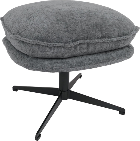 Hocker mit Polster HWC-P32, Sitz-/Fußhocker Fußablage Ottomane Stoff/Textil Chenille (370 g/m²) ~ grau