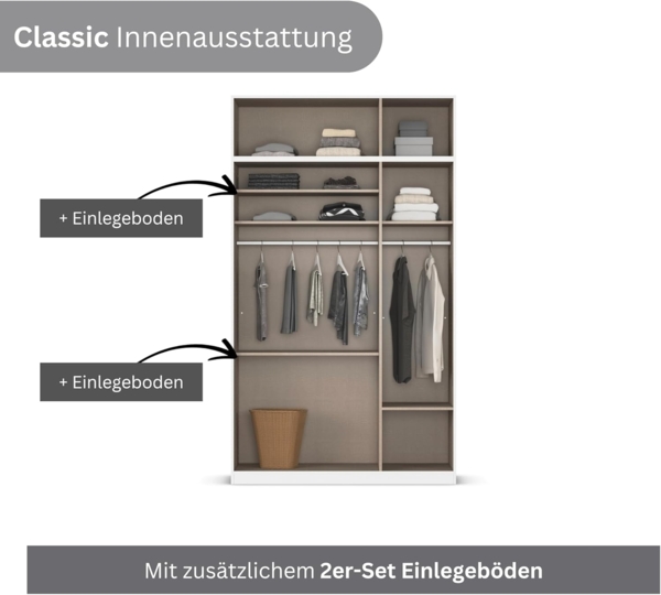 Rauch Möbel Lagoa, Kleiderschrank, Garderobe für Schlafzimmer, Kinderzimmer, Jugendzimmer 6-türig, 2 Schubladen, mit Zubehör Classic, Farbe Eiche Sonoma, Holz, Breite 136 cm Bild 6