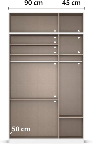 Rauch Möbel Lagoa, Kleiderschrank, Garderobe für Schlafzimmer, Kinderzimmer, Jugendzimmer 6-türig, 2 Schubladen, mit Zubehör Classic, Farbe Eiche Sonoma, Holz, Breite 136 cm Bild 8