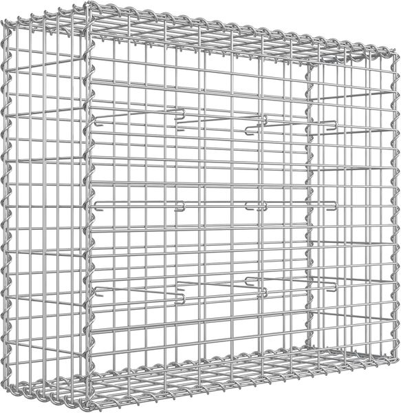 SONGMICS GabioneGabionen,100 x 80 x 30 cm, 5er Set, Steinkorb, Gabionenkörbe, Drahtzäune, mit 5 x 10 cm engmaschigem Gitter, aus rostfreiem verzinktem Stahl, Gartendeko, Pflanzenwand, silbern GGB583
