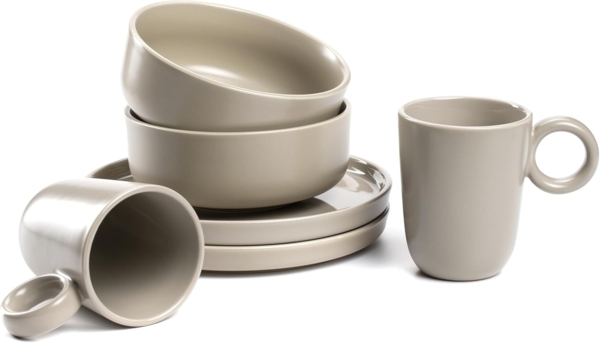 LEONARDO Geschirr-Set ROMA, Geschirrset, 6-teilig (6-tlg), 2 Personen, Keramik, Frühstücks Set, Service, spülmaschinengeeignet