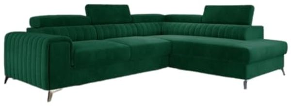 Designer Sofa Tirenni mit Schlaf- und Klappfunktion Grün Rechts