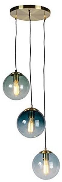 Qazqa Pendelleuchte Pallon, ohne Leuchtmittel, E27, Gold/Messing, Art Deco, Glas, 3-flammig