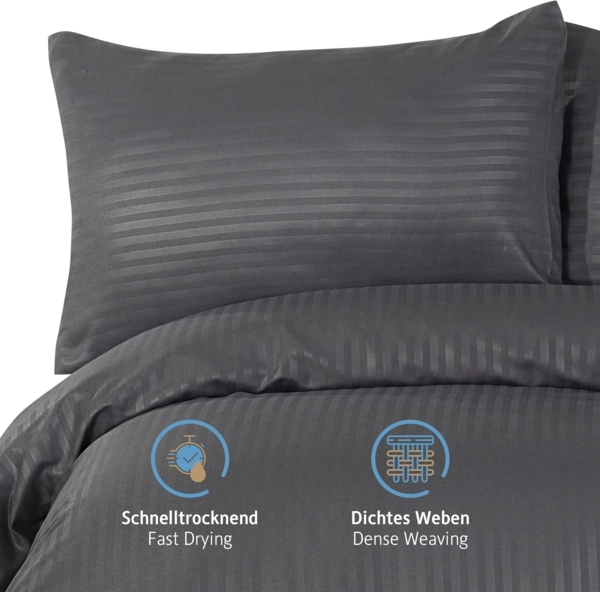 Komfortec Bettwäsche Deluxe, 2&3 Teilig, 140x200 cm, 155x220 cm, 200x200 cm oder 220x240 cm, 100 % Mikrofaser (120 g/m), 2 teilig, Bettwäsche-Sets 140x200 cm mit Reißverschluss, Weich und Bügelfrei Bild 2