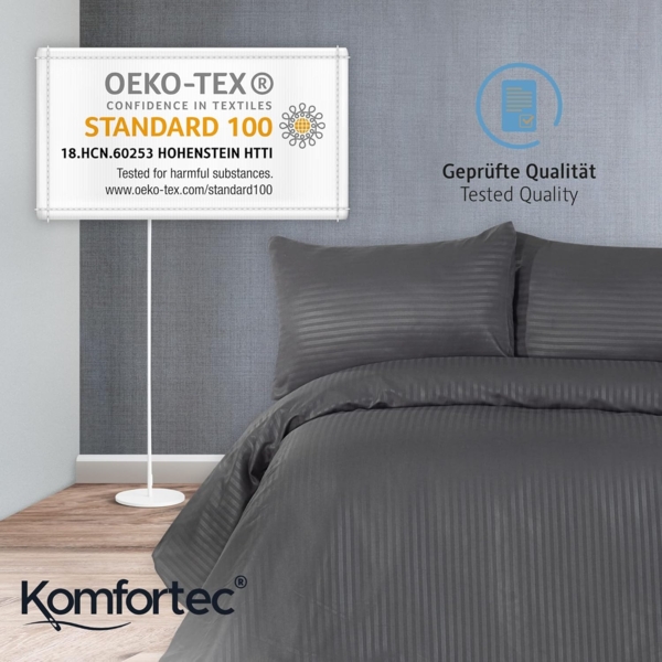 Komfortec Bettwäsche Deluxe, 2&3 Teilig, 140x200 cm, 155x220 cm, 200x200 cm oder 220x240 cm, 100 % Mikrofaser (120 g/m), 2 teilig, Bettwäsche-Sets 140x200 cm mit Reißverschluss, Weich und Bügelfrei Bild 7