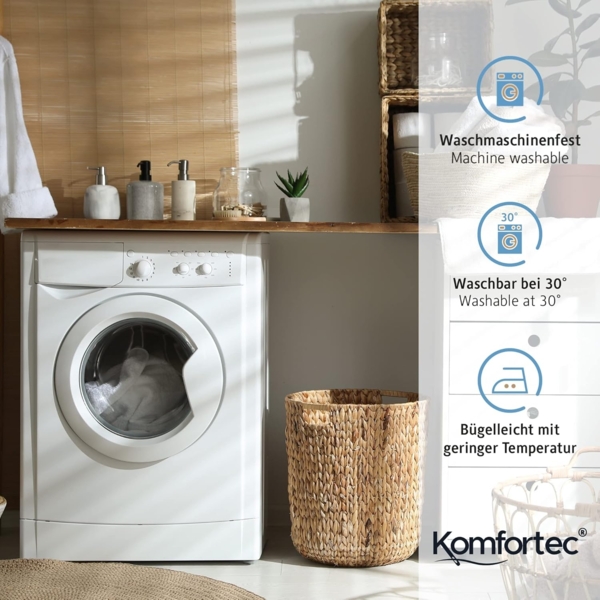 Komfortec Bettwäsche Deluxe, 2&3 Teilig, 140x200 cm, 155x220 cm, 200x200 cm oder 220x240 cm, 100 % Mikrofaser (120 g/m), 2 teilig, Bettwäsche-Sets 140x200 cm mit Reißverschluss, Weich und Bügelfrei Bild 6