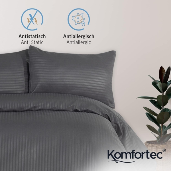 Komfortec Bettwäsche Deluxe, 2&3 Teilig, 140x200 cm, 155x220 cm, 200x200 cm oder 220x240 cm, 100 % Mikrofaser (120 g/m), 2 teilig, Bettwäsche-Sets 140x200 cm mit Reißverschluss, Weich und Bügelfrei Bild 4