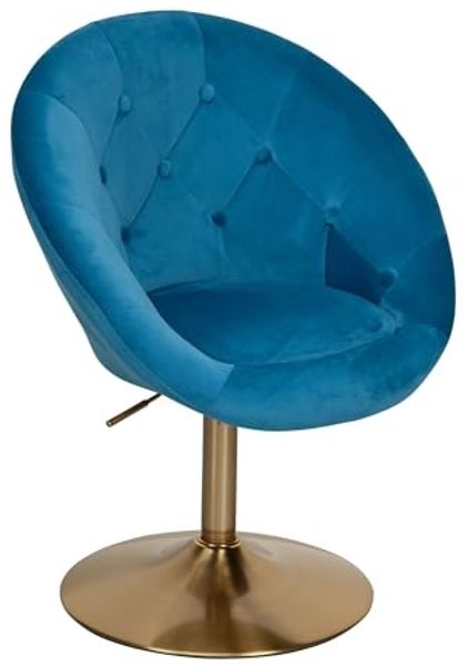 Wohnling Drehstuhl, Drehsessel, blau, Samt