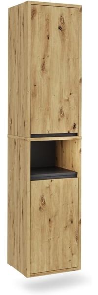 Hochschrank Viola Artisan/Grau 38 x 170 cm mit 2 Türen Vicco