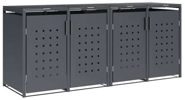 DEGAMO Mülltonnenbox TRIER, Stahl grau, für 4 Tonnen 120 oder 240 Liter