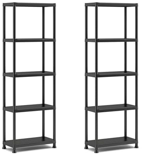 Keter 2er Set Regale 60/5, schwarz, 5 Böden, max. Traglast je 20 kg, 60 x 30 x 174 cm