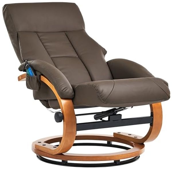 Massagesessel braun Kunstleder Heizfunktion mit Fußhocker FORCE Bild 5