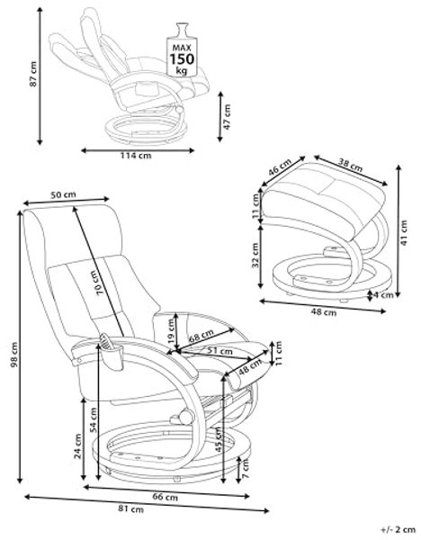 Massagesessel braun Kunstleder Heizfunktion mit Fußhocker FORCE Bild 3