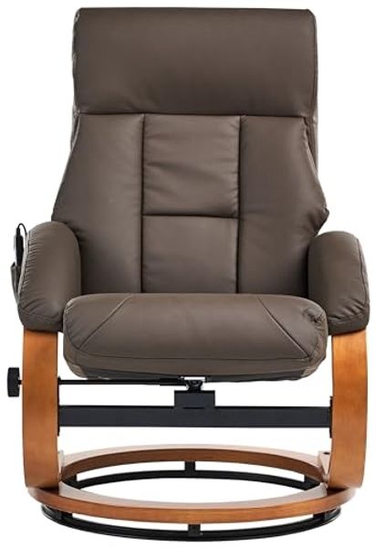 Massagesessel braun Kunstleder Heizfunktion mit Fußhocker FORCE Bild 6