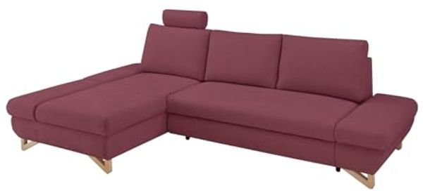 Ecksofa Skalm in bordeaux mit Bettfunktion 284 cm