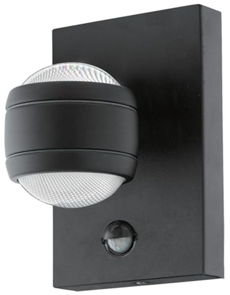 Eglo 96021 LED Outdoor Wandleuchte SESIMBA 1 Up & Downlight schwarz klar L:13cm H:19,5cm T:14cm Sensor IP44